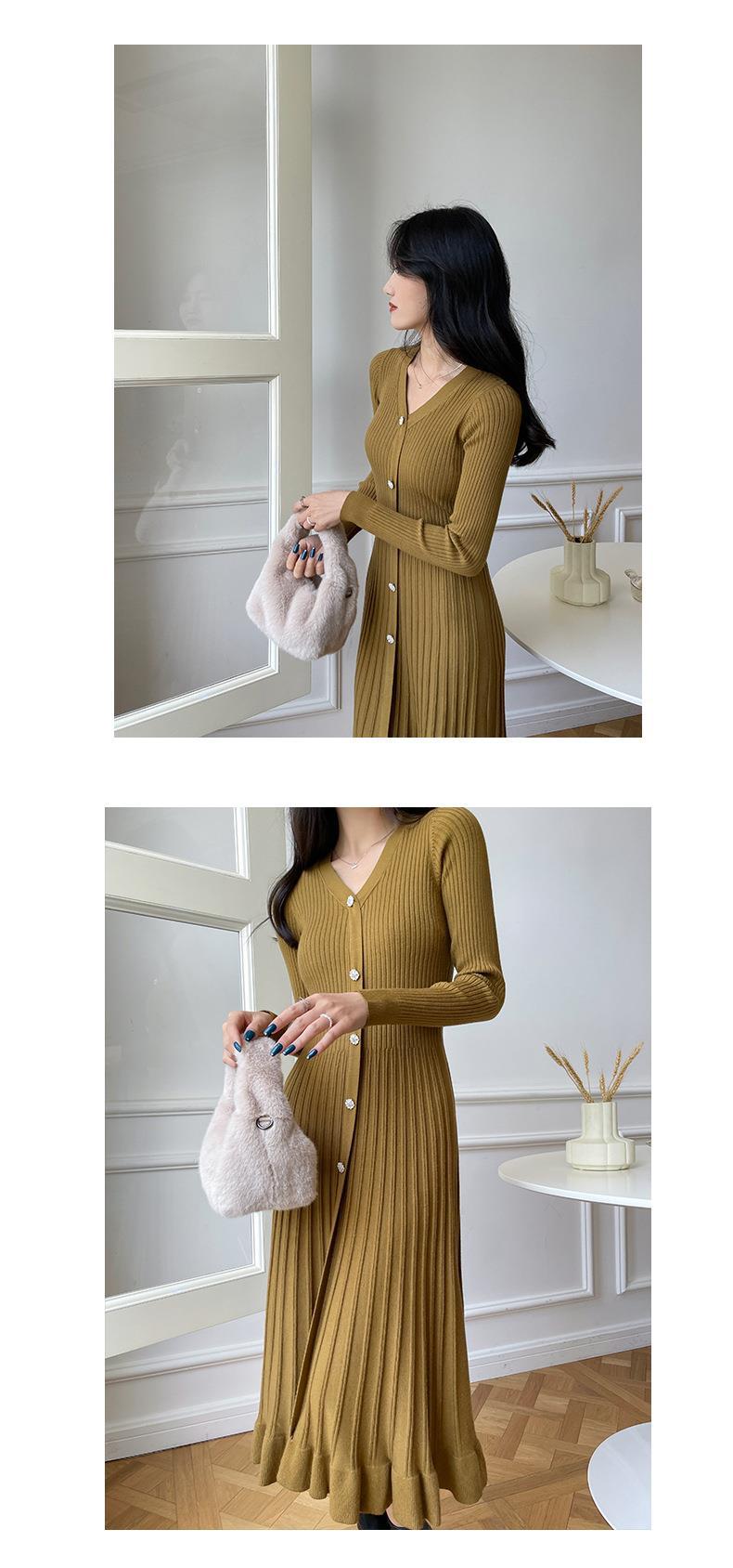 Fashionable Knitted Dress Female Overknee Long Slimming Sweater Dress