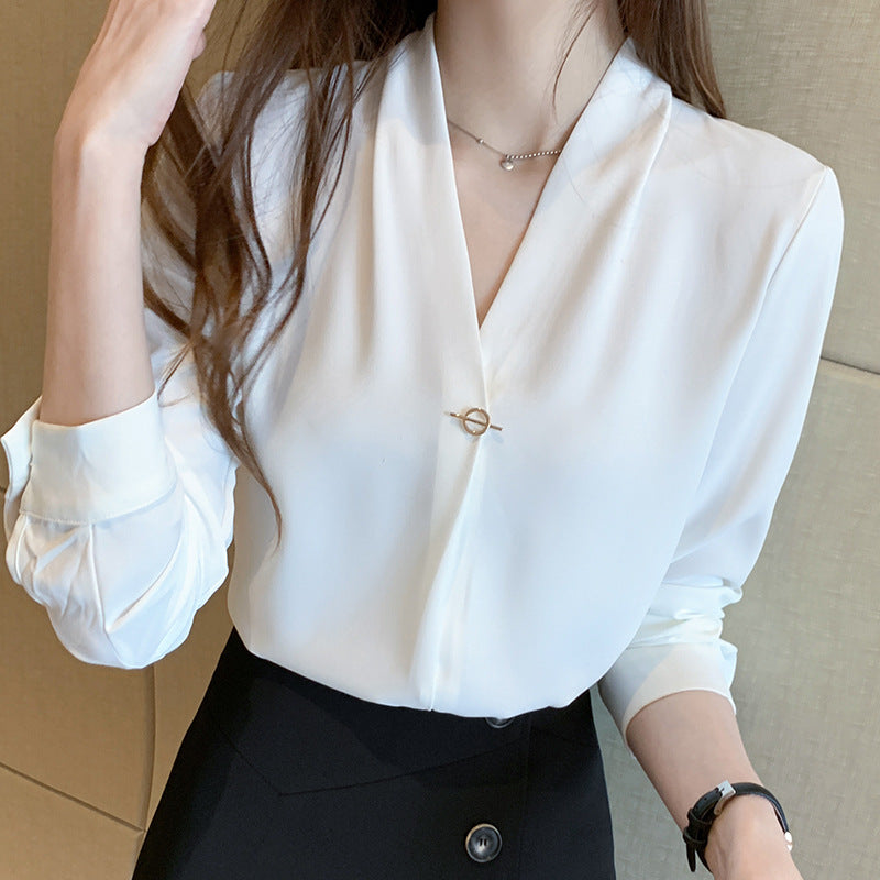 Women's Fashion Casual V-neck Long-sleeved Tops