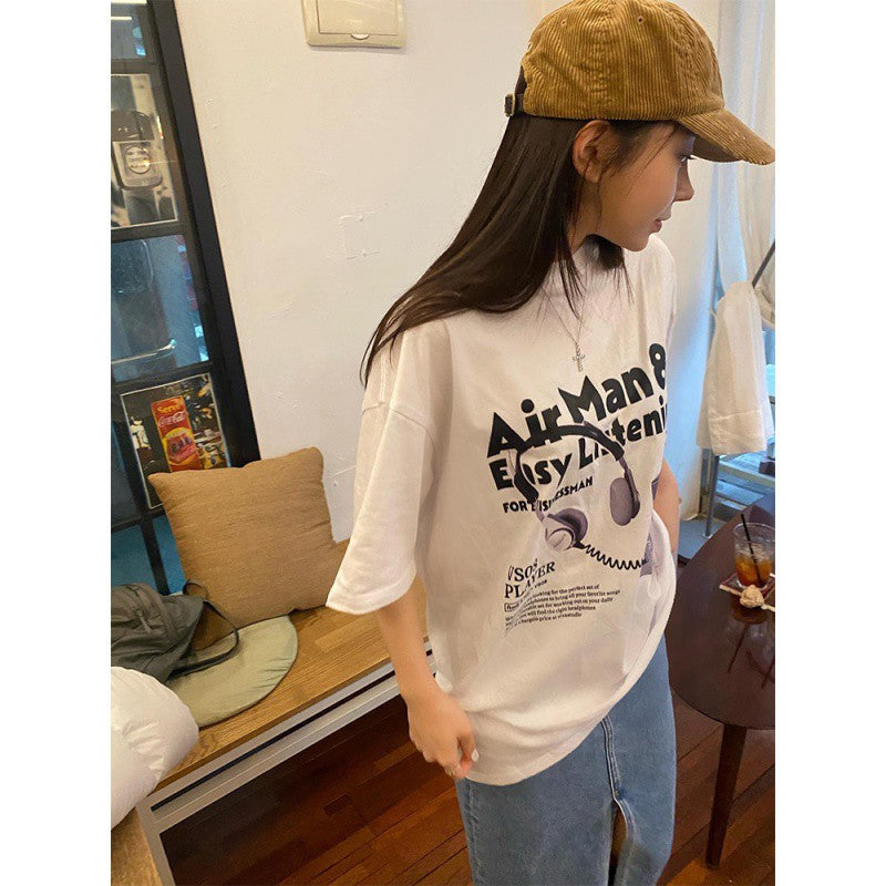 Women's Cotton Short-sleeved T-shirt Summer Fashion Korean Cartoon Loose Half-sleeve Top