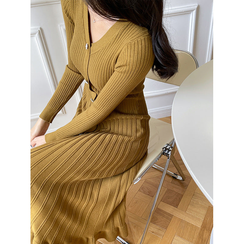 Fashionable Knitted Dress Female Overknee Long Slimming Sweater Dress