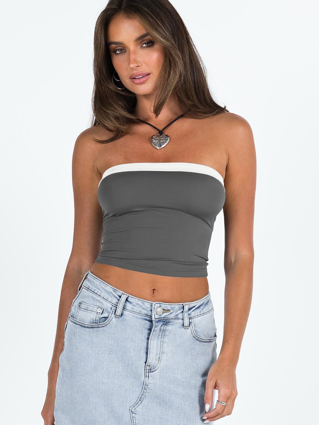 Sexy Slim Fit Midriff-baring Inner Tube Top Top