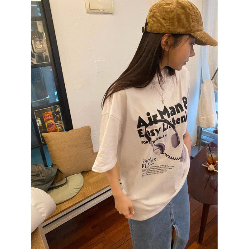 Women's Cotton Short-sleeved T-shirt Summer Fashion Korean Cartoon Loose Half-sleeve Top