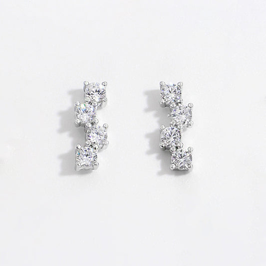 925 Sterling Silver Inlaid Zircon Stud Earrings