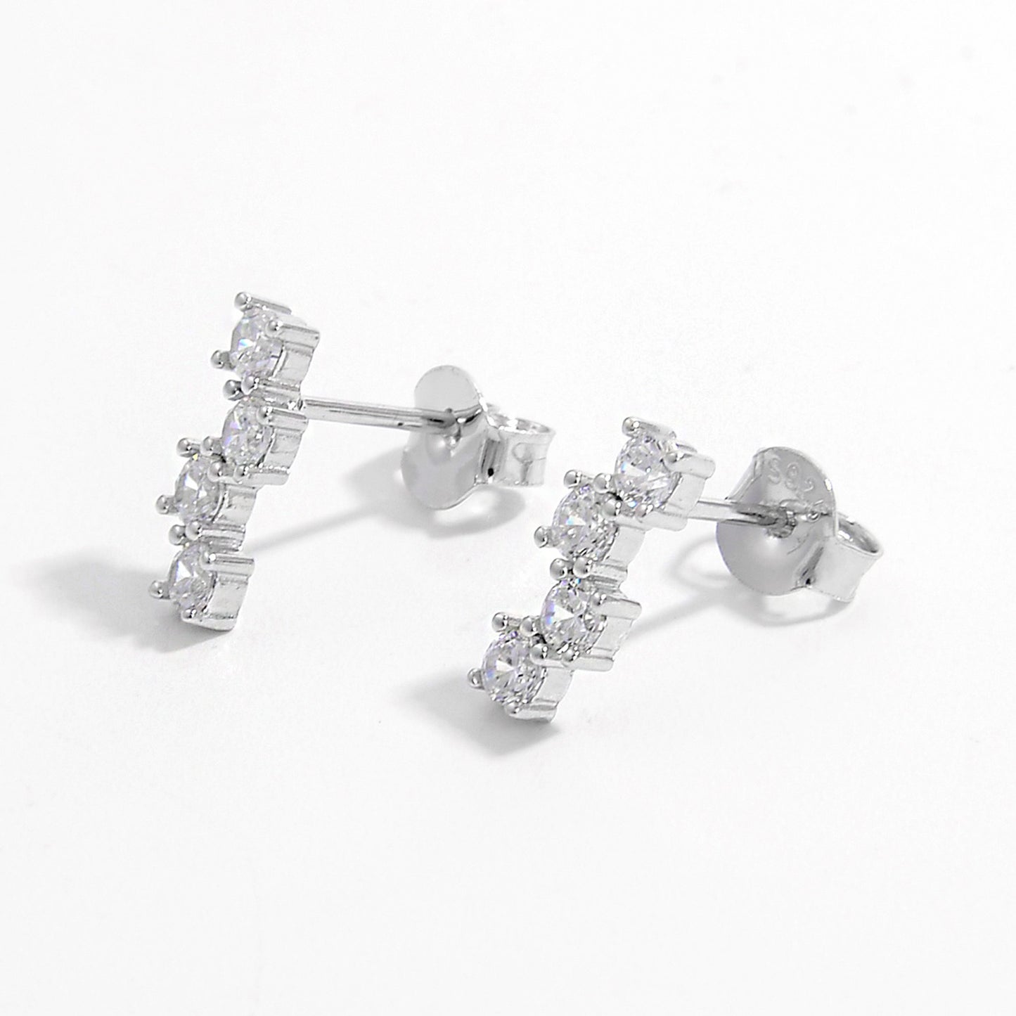 925 Sterling Silver Inlaid Zircon Stud Earrings