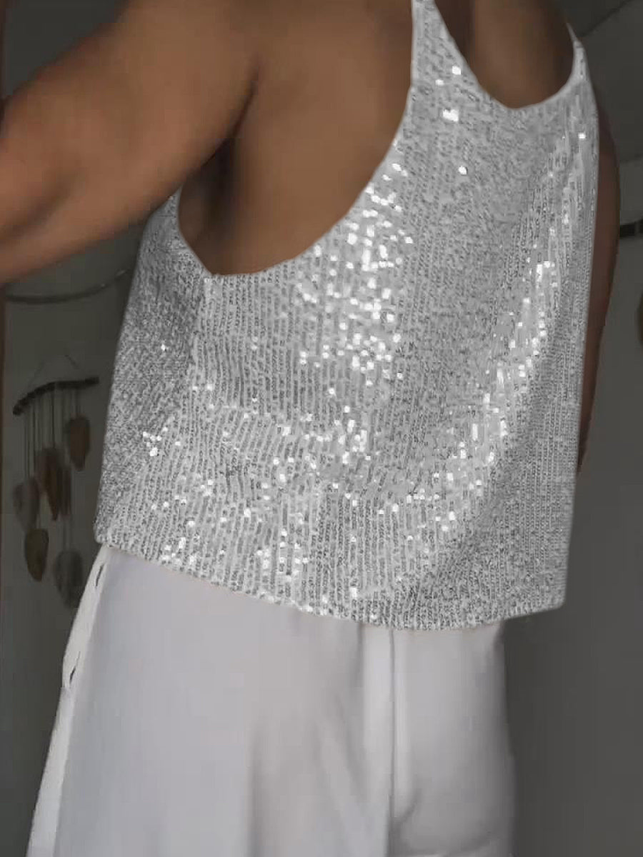 Sequin Deep V Tank