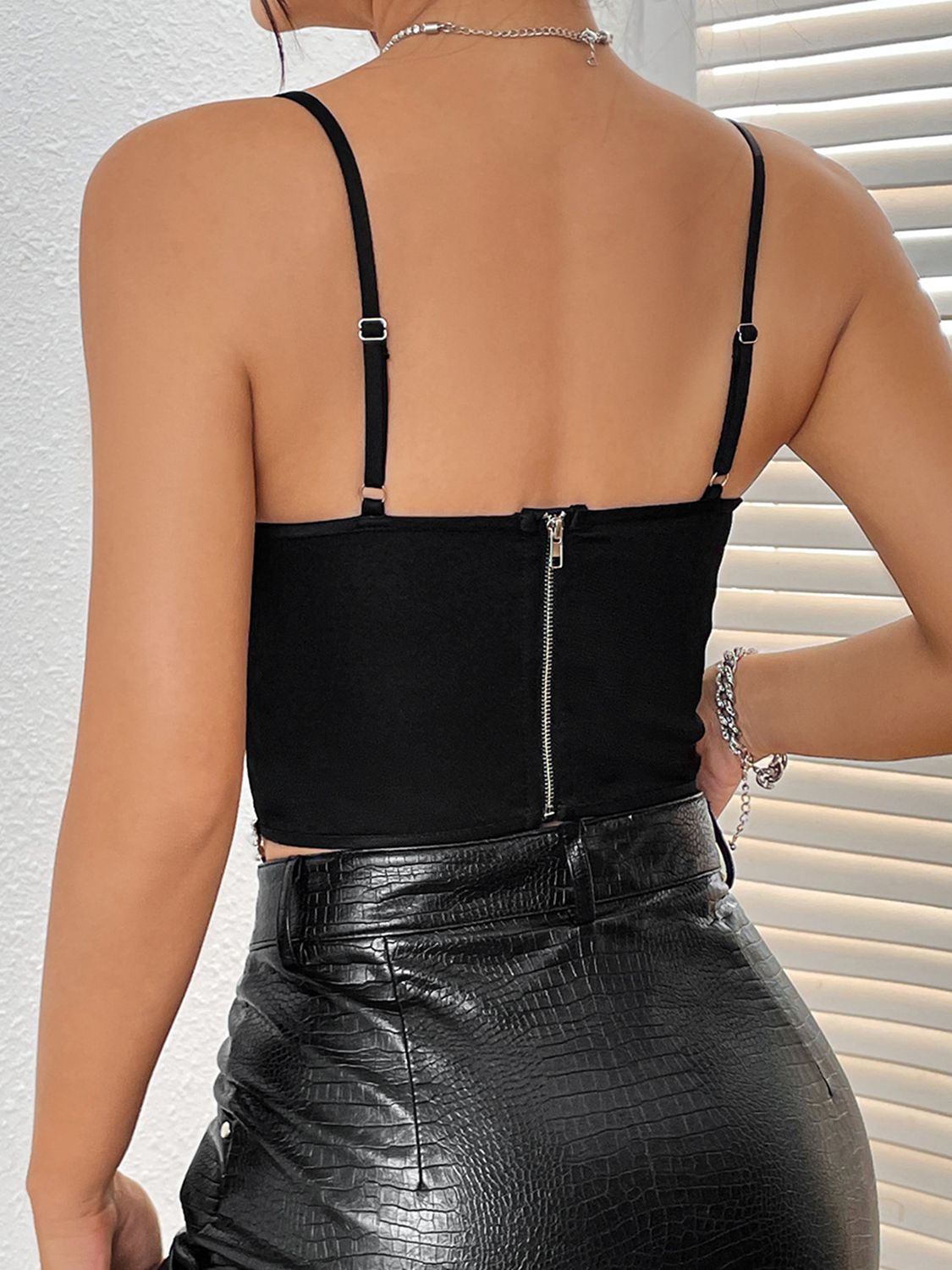 Sweetheart Neck Back Zipper Tank Top