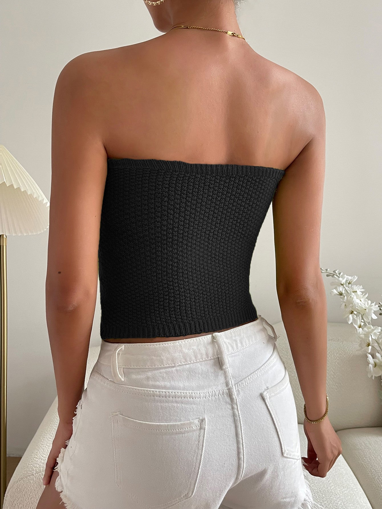 Sweetheart Neck Knit Tube Top